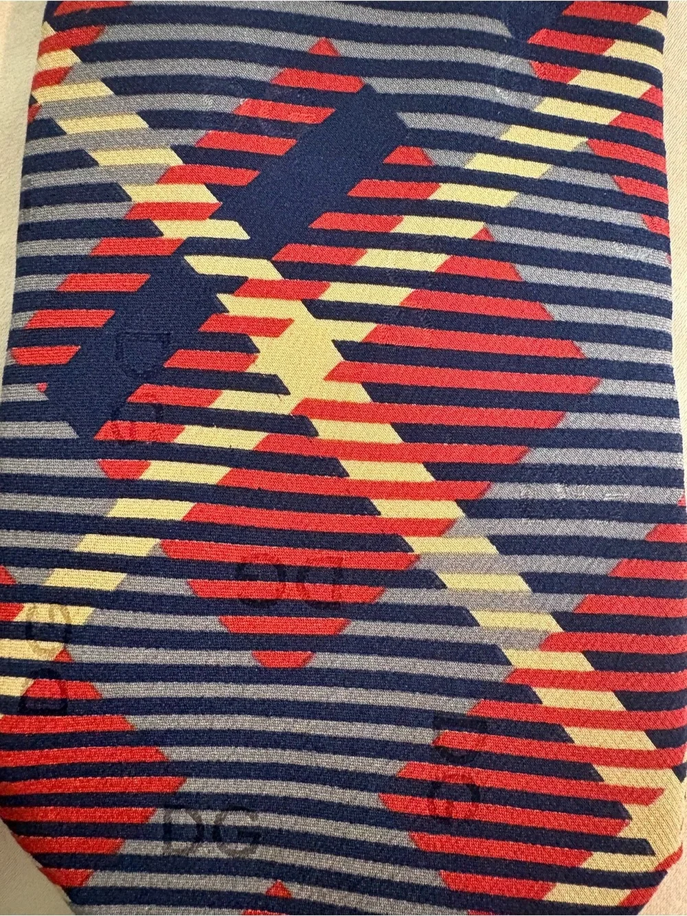 Vintage Dolce & Gabbana Blue, Red & Cream Geometric Silk Tie | Luxury |Old Money